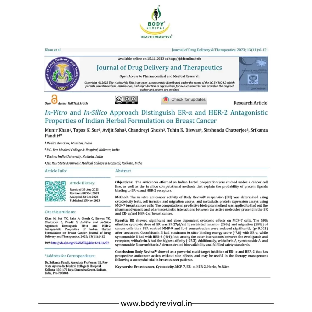 Body Revival Ayurvedic Support for Breast Cancer Management